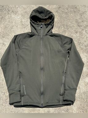 Houdini Men's Power Houdi Stretch Full Zip Olive Green Fleece Lined Hoodie S